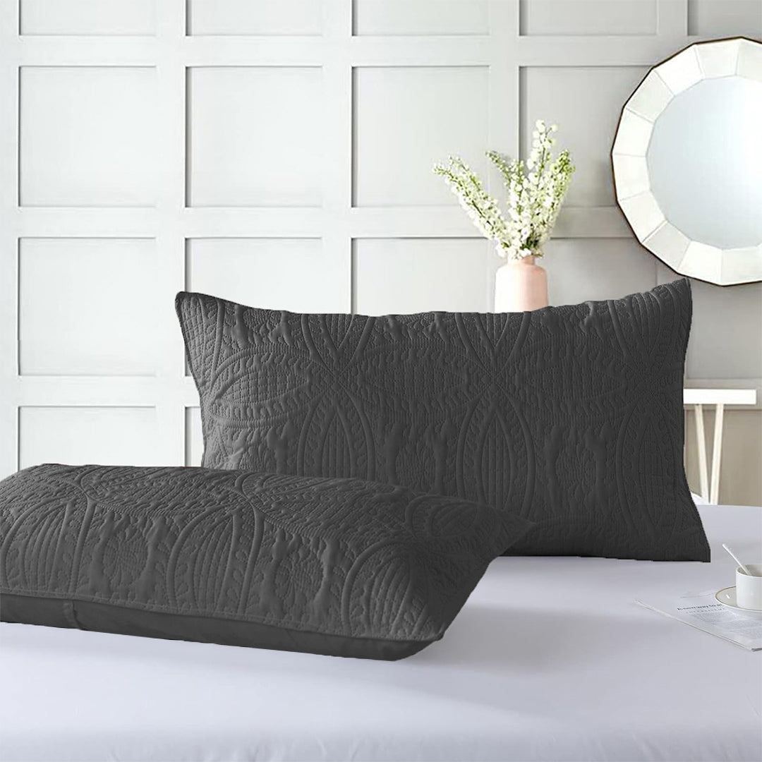 3 Pcs Ultrasonic Bedspread - Dark Grey (012)