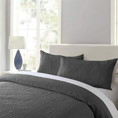 3 Pcs Ultrasonic Bedspread - Dark Grey (012)
