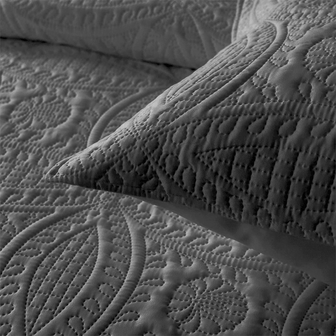 3 Pcs Ultrasonic Bedspread - Dark Grey (012)