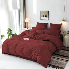 Cross Pleated Duvet Set - Maroon (033)