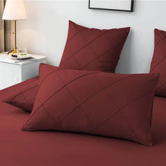 Cross Pleated Duvet Set - Maroon (033)