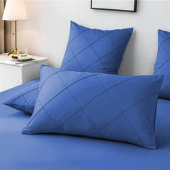 Cross Pleated Duvet Set - Blue (028)