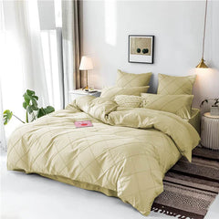 Cross Pleated Duvet Set - Cream (030)