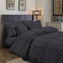 Box Pleated Duvet Set - Grey (009)