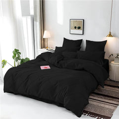 Cross Pleated Duvet Set - Black (027)