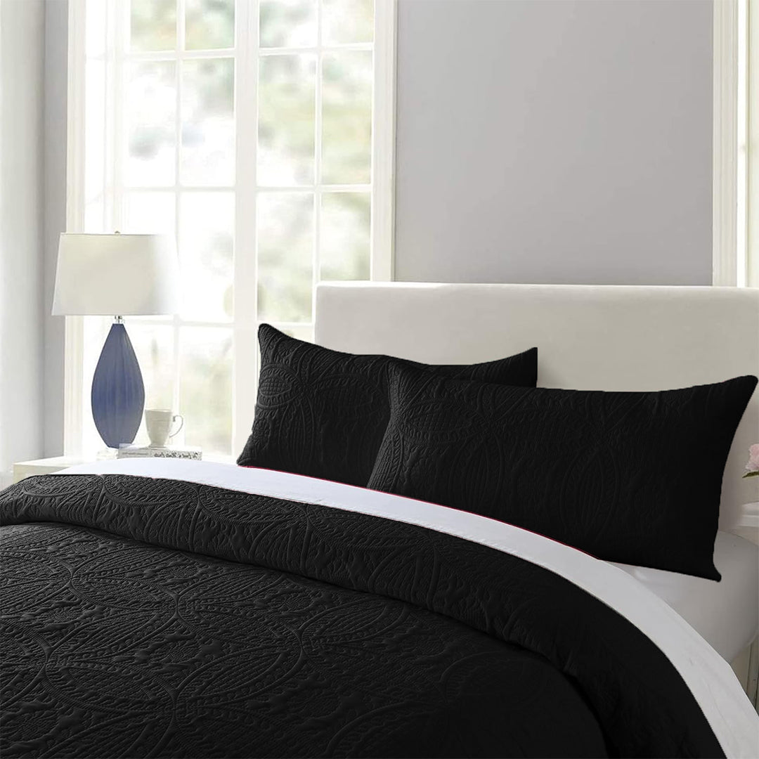 3 Pcs Ultrasonic Bedspread - Black (009)