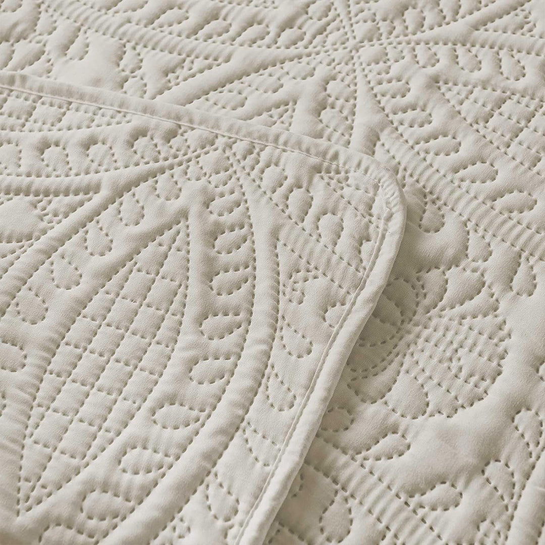 3 Pcs Ultrasonic Bedspread - Cream (013)