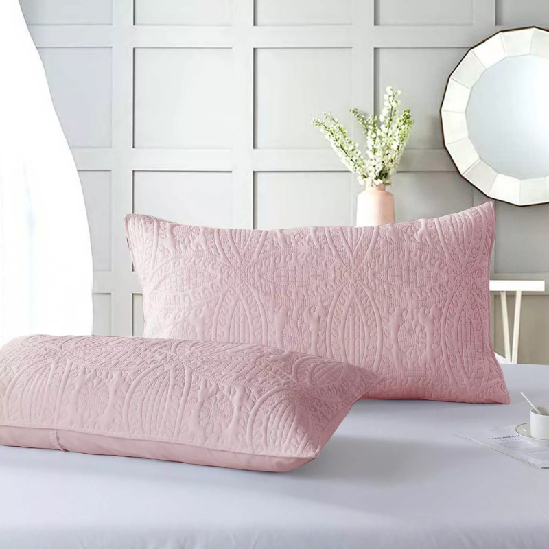 3 Pcs Ultrasonic Bedspread - Light Pink (015)