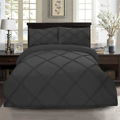 8 Pcs 3 Row Cross Pleated Duvet Set - Grey (021)