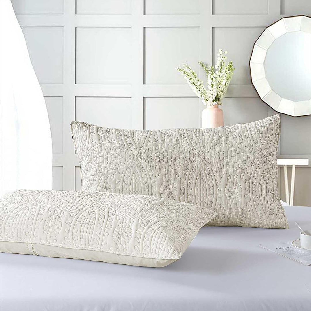 3 Pcs Ultrasonic Bedspread - Cream (013)