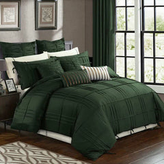 Luxury Box Pleated Duvet Set- Green (142)