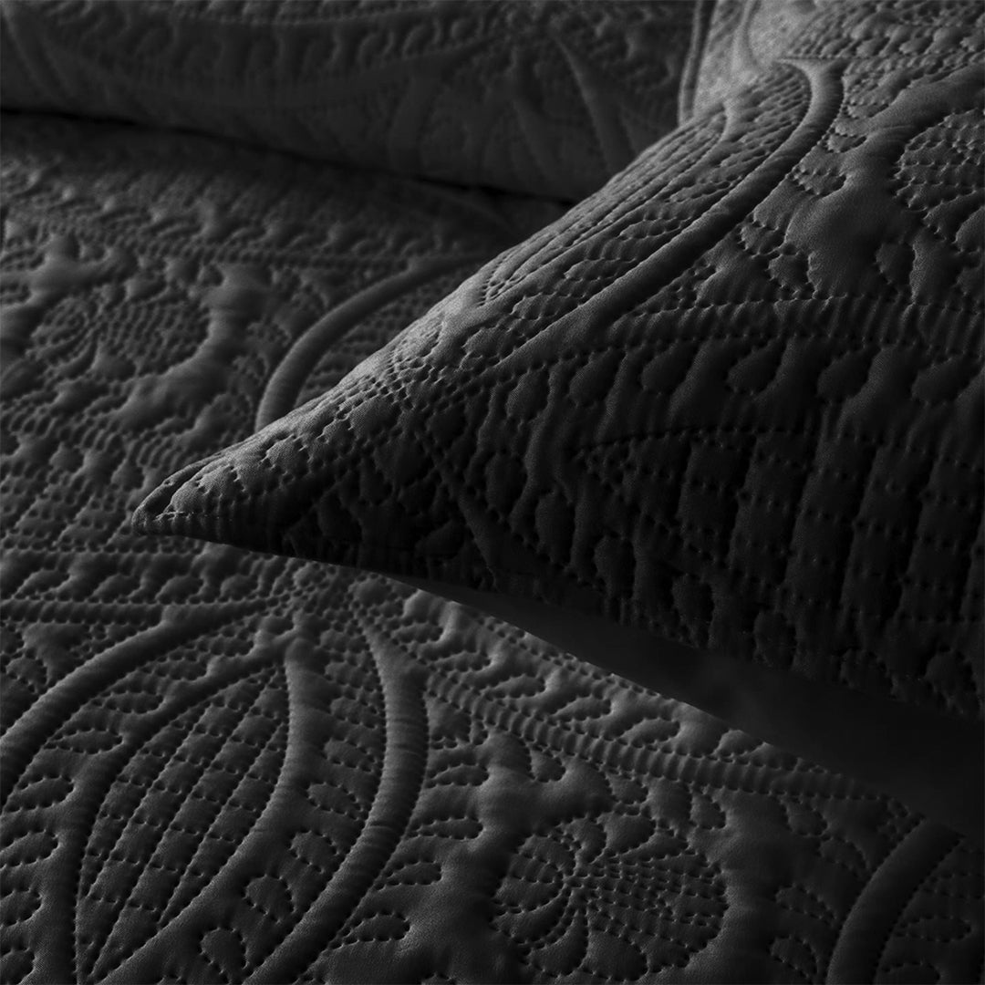 3 Pcs Ultrasonic Bedspread - Black (009)