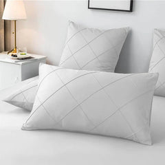 Cross Pleated Duvet Set - White (038)