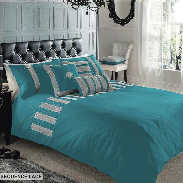 Sequence lace duvet set - Teal (246)