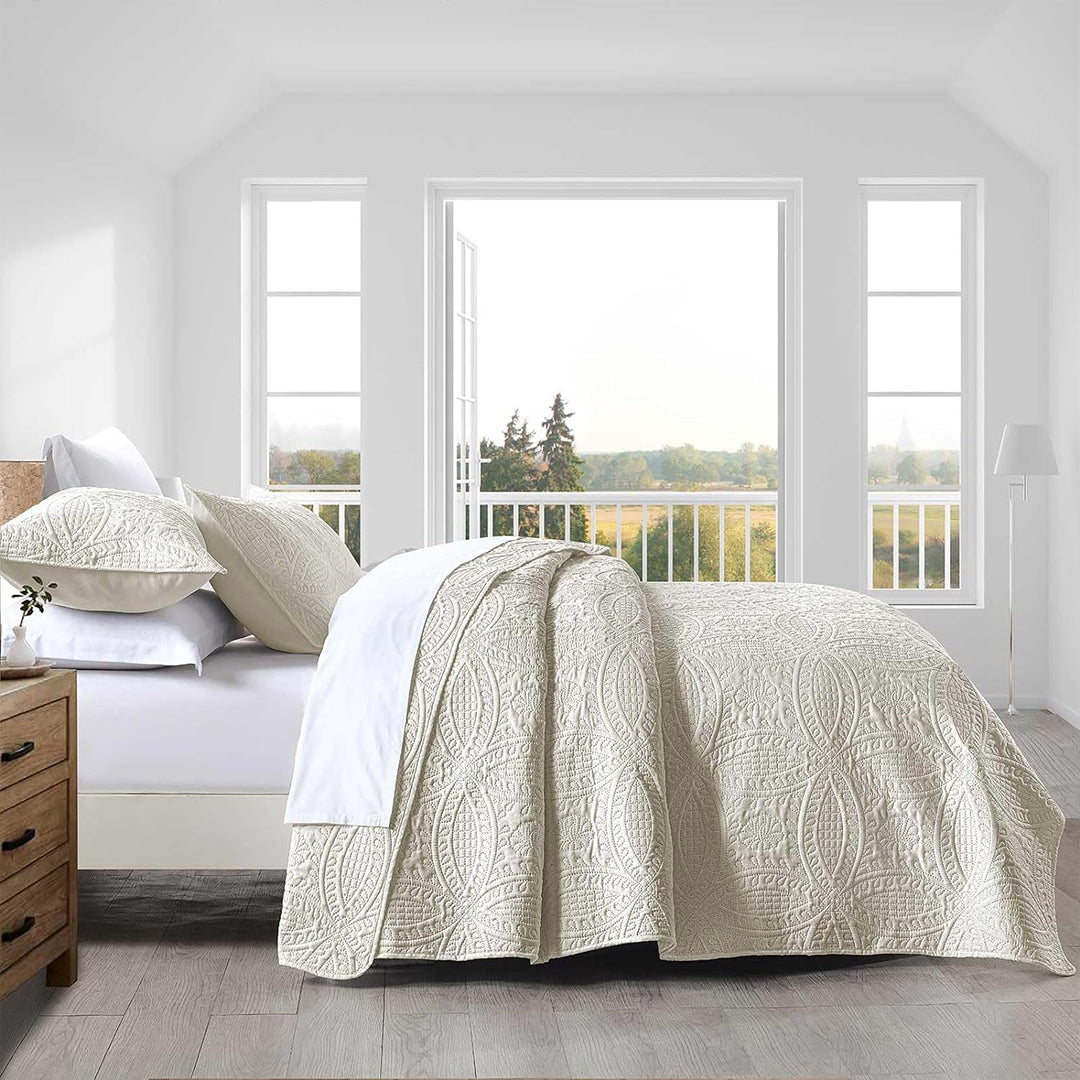 3 Pcs Ultrasonic Bedspread - Cream (013)