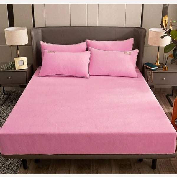Velvet Fitted Sheet -  Pink