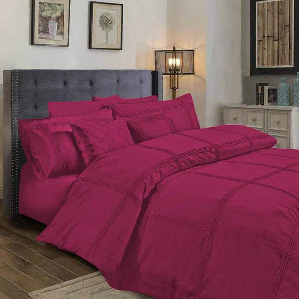 Box Pleated Duvet Set - Pink (015)