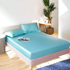 Rangooli Silk fitted sheet - Cyan