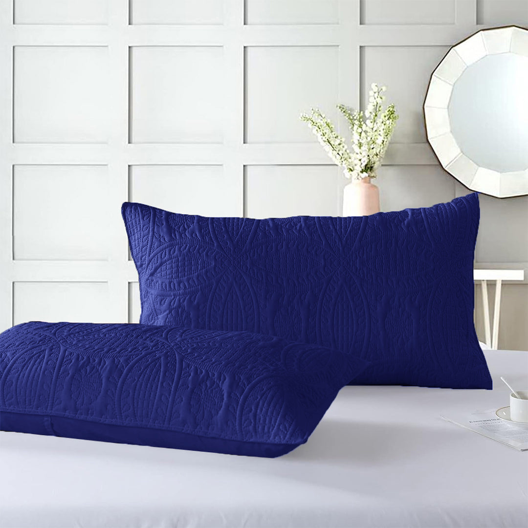 3 Pcs Ultrasonic Bedspread - Navy Blue (011)