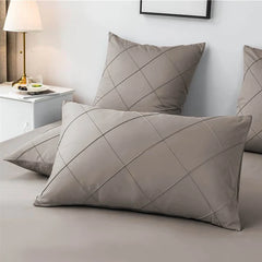 Cross Pleated Duvet Set - Beige (026)