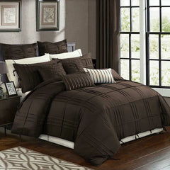 Luxury Box Pleated Duvet Set- Brown (141)