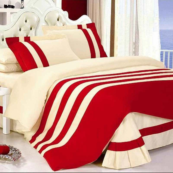 Red & Cream Stripe Duvet Set (216)