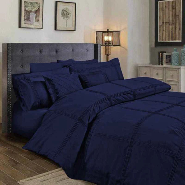 Box Pleated Duvet Set - Blue (003)
