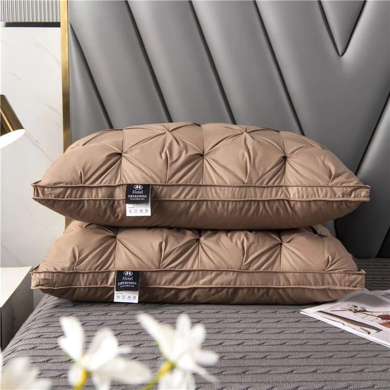 Pack of 2 Filled Pintucks Pillows-Camel