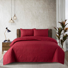 New Design 3 Pcs Ultrasonic Bedspread - Maroon