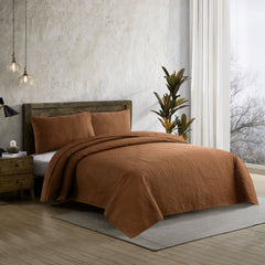 New Design 3 Pcs Ultrasonic Bedspread - Camel