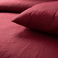 New Design 3 Pcs Ultrasonic Bedspread - Maroon