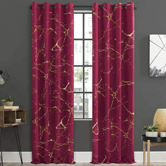 2 PCS PREMIUM QUALITY TEXTURE VELVET CURTAINS - MAROON (0100)