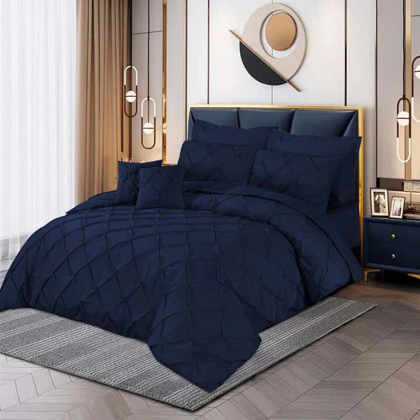 Pintuck Duvet Set - Navy Blue (047)