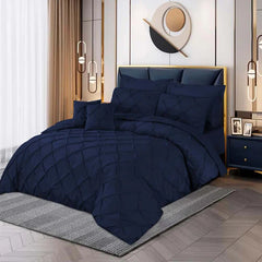 Pintuck Duvet Set - Navy Blue (047)