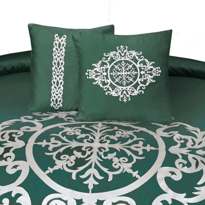 8 Pcs Luxury Embroidered Aplic Duvet Set  - Green (302)