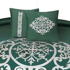 8 Pcs Luxury Embroidered Aplic Duvet Set  - Green (302)