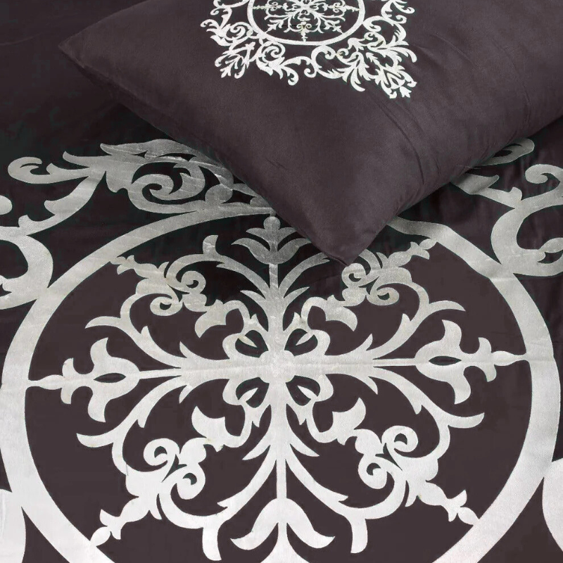 8 Pcs Luxury Embroidered Aplic Duvet Set  - Brown (303)