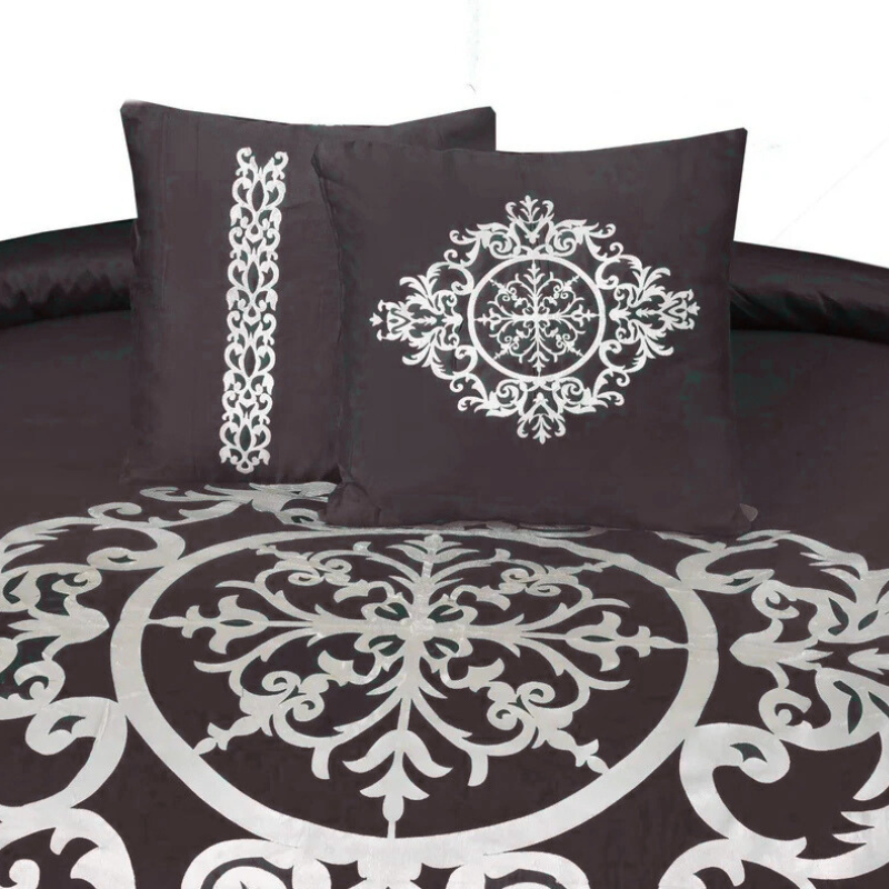 8 Pcs Luxury Embroidered Aplic Duvet Set  - Brown (303)