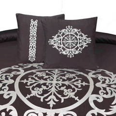 8 Pcs Luxury Embroidered Aplic Duvet Set  - Brown (303)