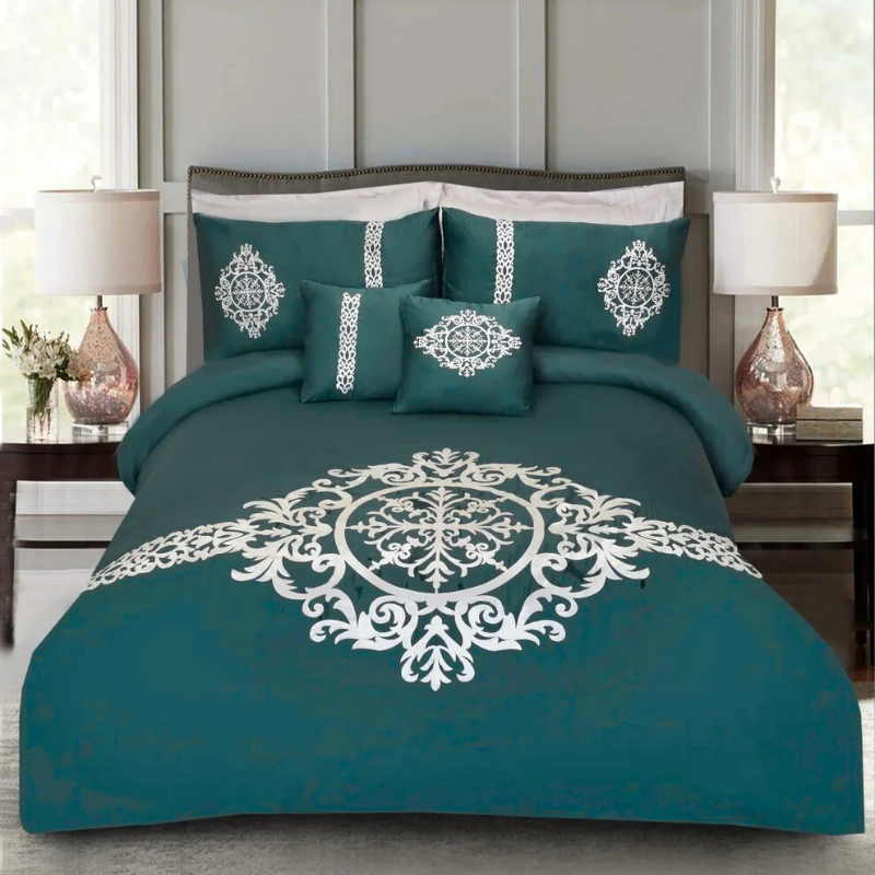 8 Pcs Luxury Embroidered Aplic Duvet Set  - Zink (300)