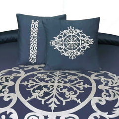 8 Pcs Luxury Embroidered Aplic Duvet Set  - Blue (301)