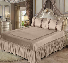 Luxury Embossed Velvet Bedsheet - Beige