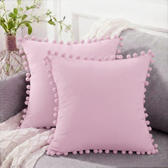 Pack of 2 Pom Pom Lace Cushion
