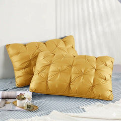 Pack of 2 Filled Pintucks Pillows- Mustard