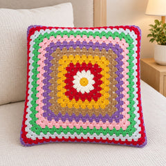 Handmade Daisy Crochet Cushion