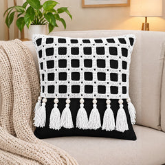 Handmade Pearl Tassel Crochet Cushion