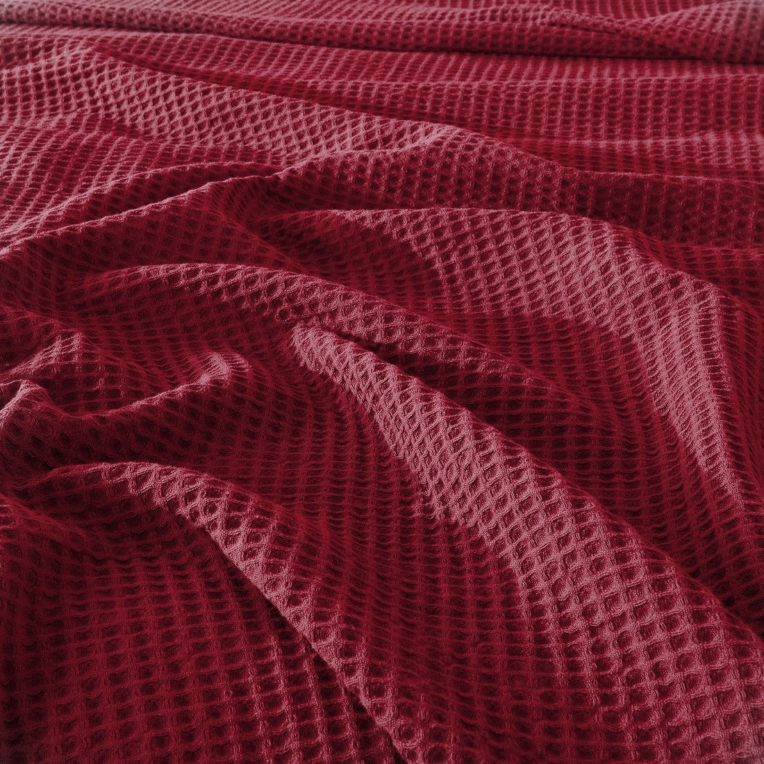 Cotton Waffle Blanket - Maroon