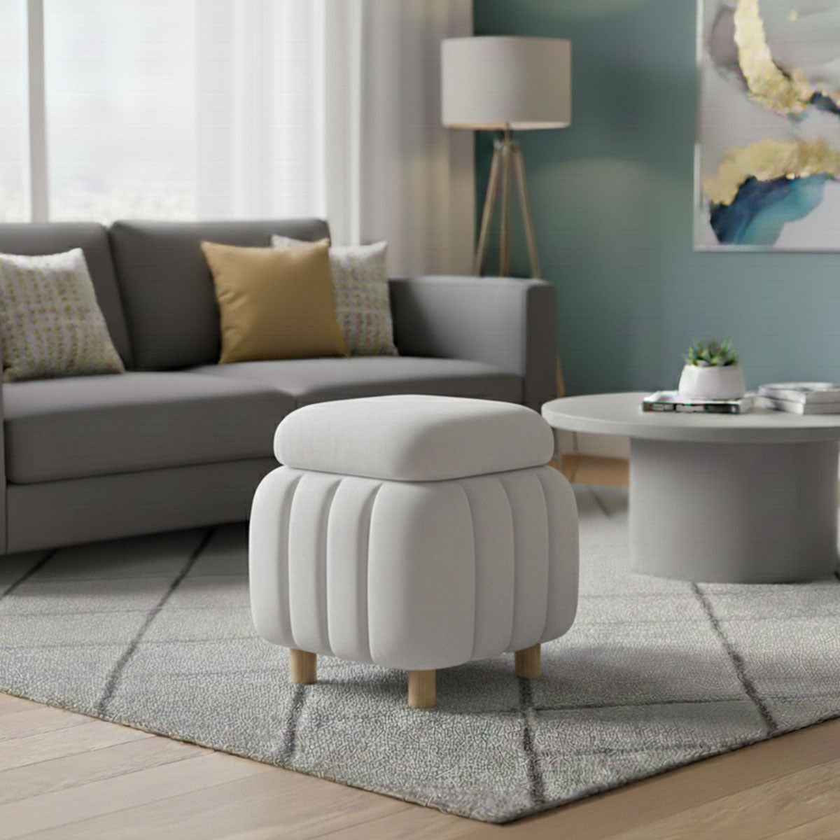 Wooden Quilted stool with Storage space