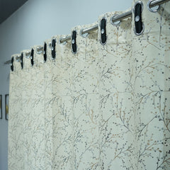 2 PCS PREMIUM QUALITY TEXTURE VELVET CURTAINS - Cream