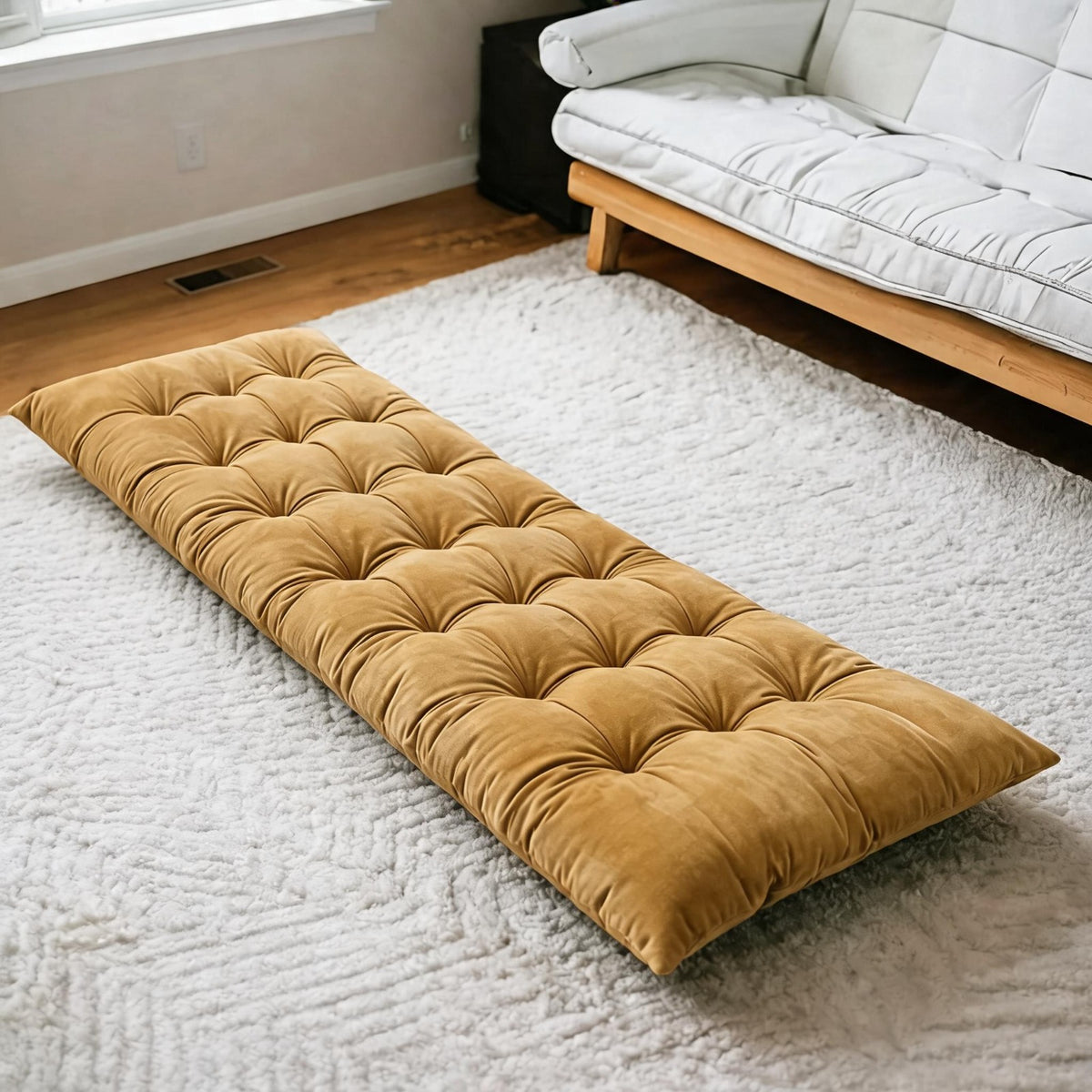 Velvet Sleeping Floor Mattress- Camel